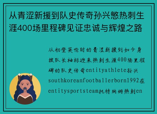 从青涩新援到队史传奇孙兴慜热刺生涯400场里程碑见证忠诚与辉煌之路 ⚽🔥 从青涩新援到队史传奇孙兴慜热刺生涯400场里程碑见证忠诚与辉煌之路 ⚽🔥